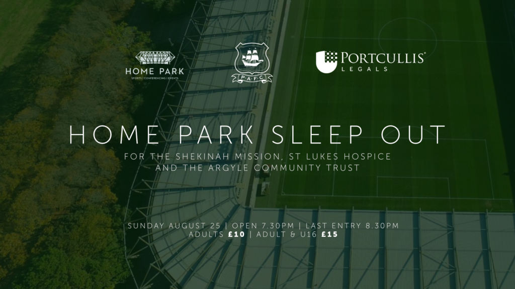 Plymouth Argyle Portcullis Legals Charity Sleep Out For Shekinah Mission
